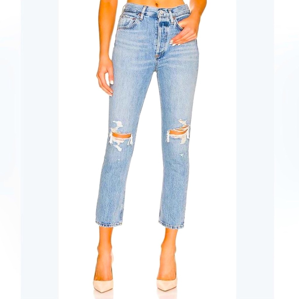 AGolde Riley Crop Distressed jeans